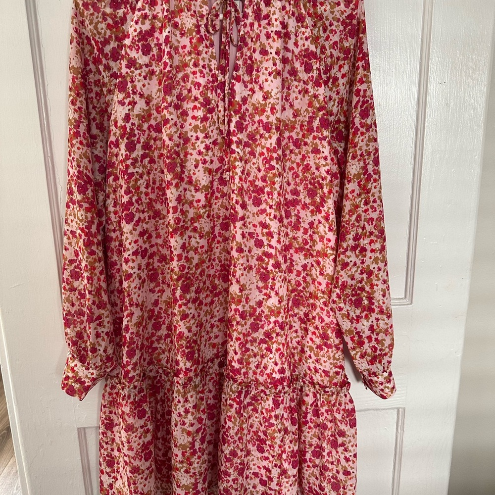 J. Crew Pink and Red Floral Dress Small